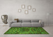 Machine Washable Animal Green Traditional Area Rugs in a Living Room,, wshtr1967grn
