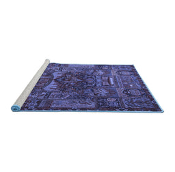 Sideview of Machine Washable Animal Blue Traditional Rug, wshtr1967blu