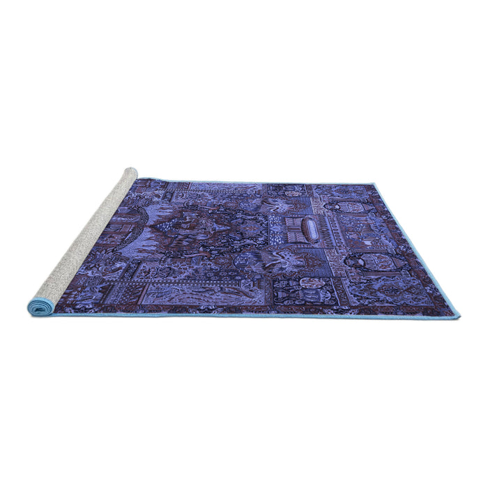 Sideview of Machine Washable Animal Blue Traditional Rug, wshtr1967blu