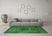 Machine Washable Animal Emerald Green Traditional Area Rugs in a Living Room,, wshtr1967emgrn