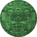 Round Animal Emerald Green Traditional Rug, tr1967emgrn