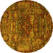 Round Animal Yellow Traditional Rug, tr1967yw