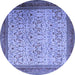 Round Machine Washable Persian Blue Traditional Rug, wshtr1968blu