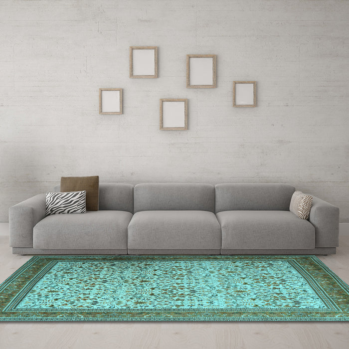 Machine Washable Persian Light Blue Traditional Rug in a Living Room, wshtr1968lblu