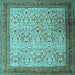 Square Machine Washable Persian Light Blue Traditional Rug, wshtr1968lblu