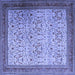 Square Machine Washable Persian Blue Traditional Rug, wshtr1968blu