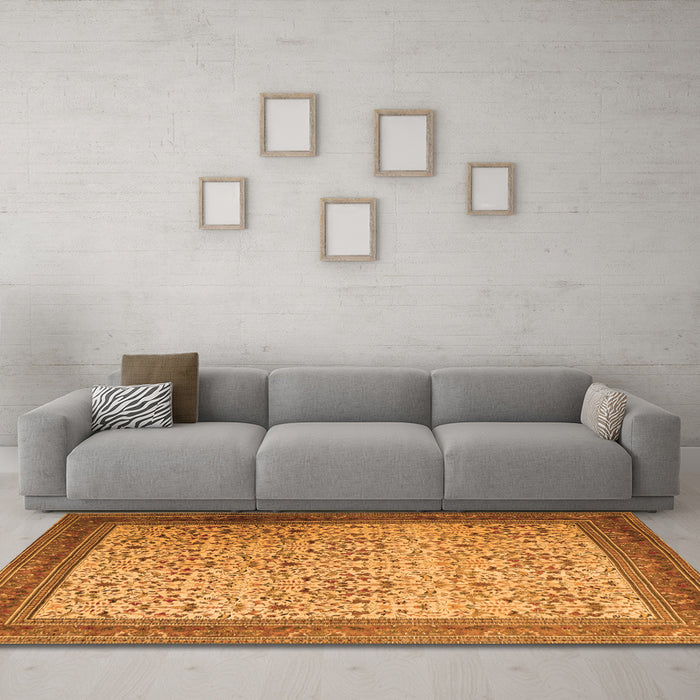 Machine Washable Persian Orange Traditional Area Rugs in a Living Room, wshtr1968org