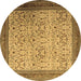 Round Persian Brown Traditional Rug, tr1968brn