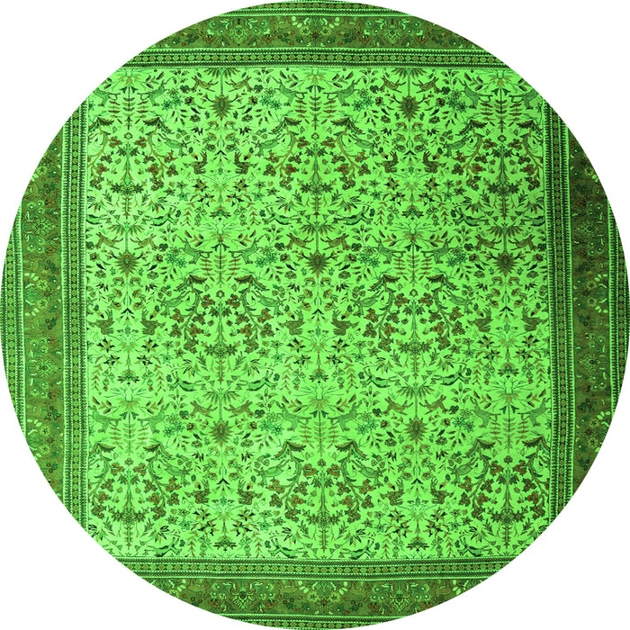 Square Persian Green Traditional Rug, tr1968grn