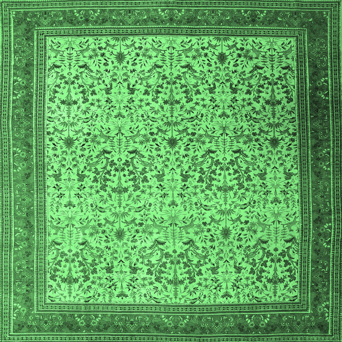 Square Persian Emerald Green Traditional Rug, tr1968emgrn