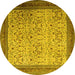 Round Machine Washable Persian Yellow Traditional Rug, wshtr1968yw