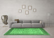 Machine Washable Persian Emerald Green Traditional Area Rugs in a Living Room,, wshtr1968emgrn