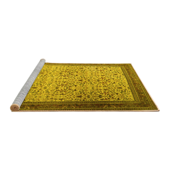 Sideview of Machine Washable Persian Yellow Traditional Rug, wshtr1968yw