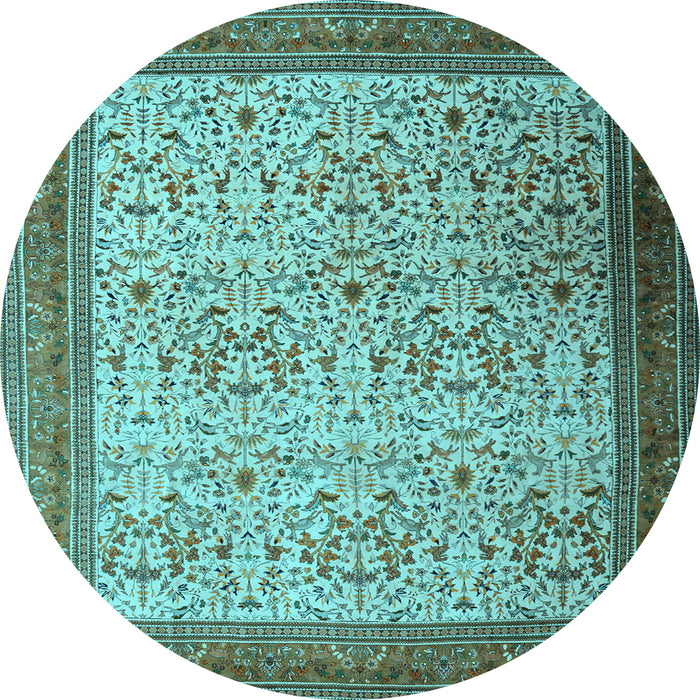 Round Persian Light Blue Traditional Rug, tr1968lblu