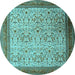 Round Persian Light Blue Traditional Rug, tr1968lblu