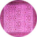 Round Machine Washable Persian Pink Traditional Rug, wshtr1968pnk