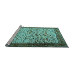 Sideview of Machine Washable Persian Light Blue Traditional Rug, wshtr1968lblu