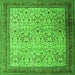 Round Machine Washable Persian Green Traditional Area Rugs, wshtr1968grn