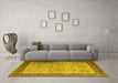 Machine Washable Persian Yellow Traditional Rug in a Living Room, wshtr1968yw