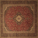 Square Medallion Brown Traditional Rug, tr1969brn