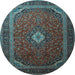 Round Medallion Light Blue Traditional Rug, tr1969lblu