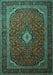 Machine Washable Medallion Turquoise Traditional Area Rugs, wshtr1969turq