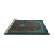 Sideview of Machine Washable Medallion Light Blue Traditional Rug, wshtr1969lblu