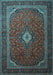 Machine Washable Medallion Light Blue Traditional Rug, wshtr1969lblu