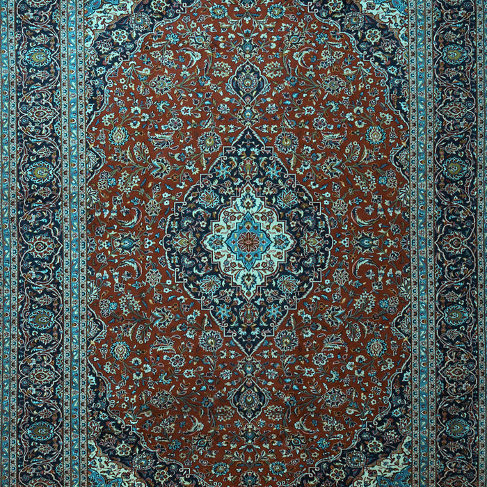 Machine Washable Medallion Light Blue Traditional Rug, wshtr1969lblu