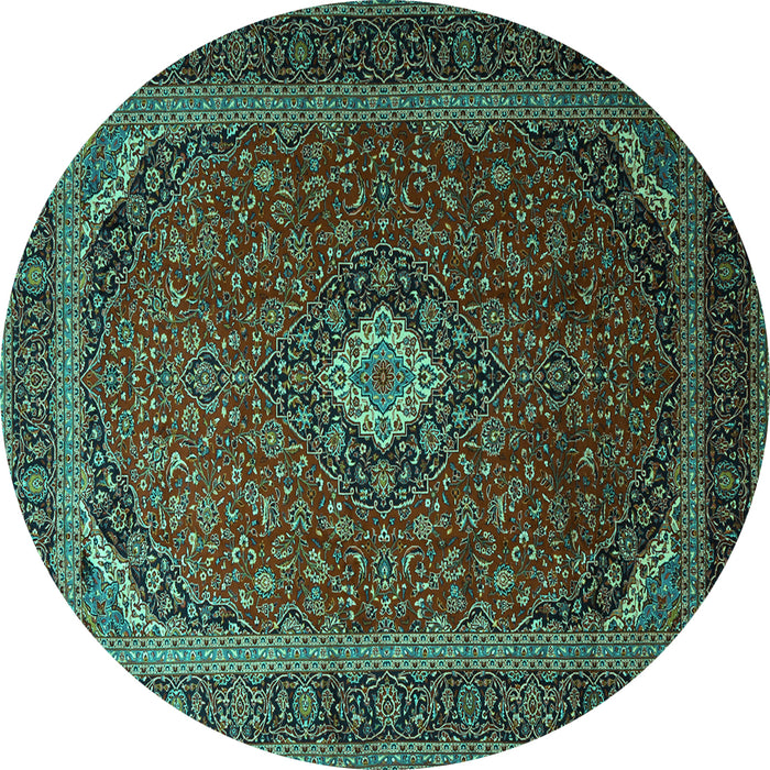 Round Medallion Turquoise Traditional Rug, tr1969turq