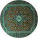 Round Medallion Turquoise Traditional Rug, tr1969turq