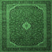 Square Medallion Emerald Green Traditional Rug, tr1969emgrn