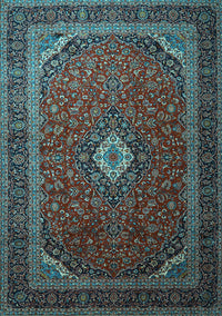 Medallion Light Blue Traditional Rug, tr1969lblu