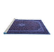 Sideview of Machine Washable Medallion Blue Traditional Rug, wshtr1969blu