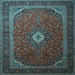 Square Medallion Light Blue Traditional Rug, tr1969lblu