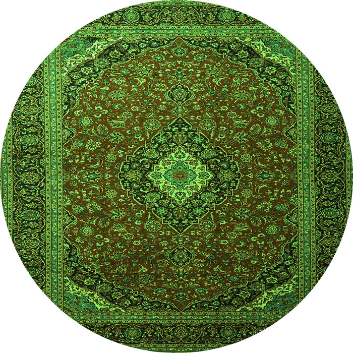 Machine Washable Medallion Green Traditional Area Rugs, wshtr1969grn