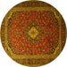 Round Medallion Yellow Traditional Rug, tr1969yw