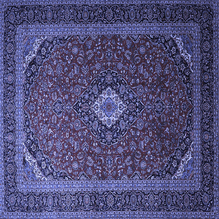 Square Machine Washable Medallion Blue Traditional Rug, wshtr1969blu