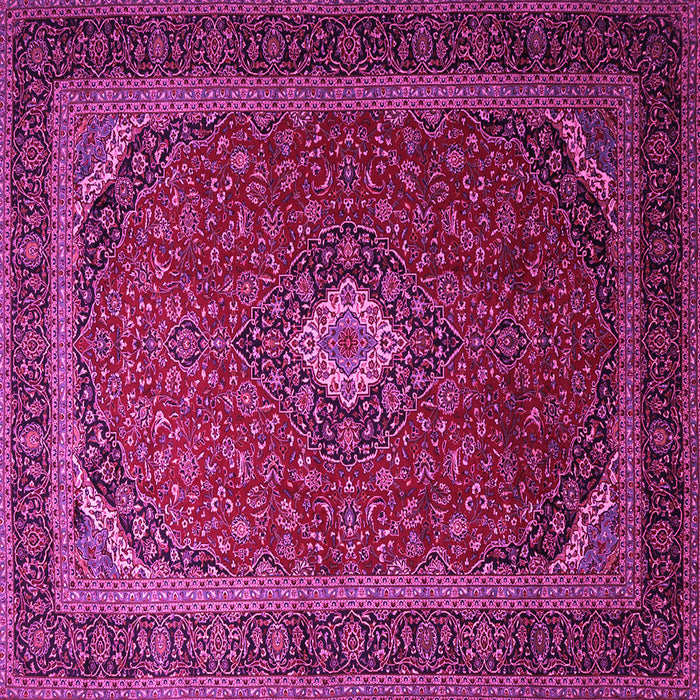 Square Machine Washable Medallion Pink Traditional Rug, wshtr1969pnk
