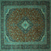 Square Medallion Turquoise Traditional Rug, tr1969turq