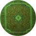 Square Medallion Green Traditional Rug, tr1969grn