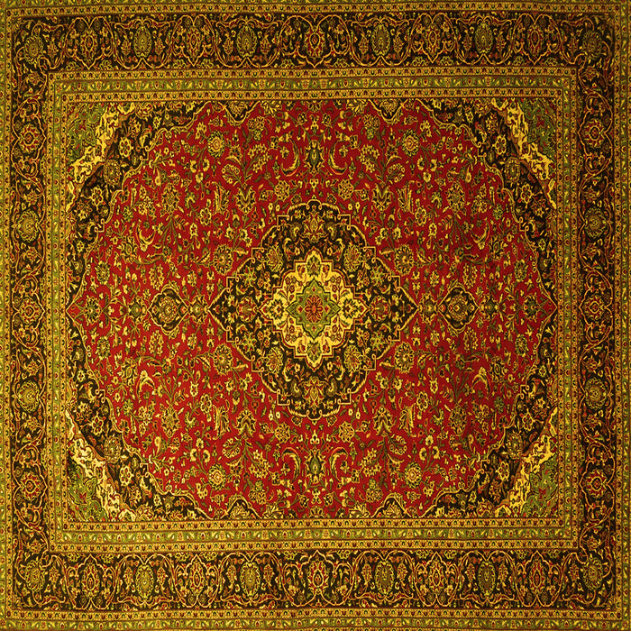 Square Medallion Yellow Traditional Rug, tr1969yw