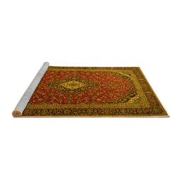 Sideview of Machine Washable Medallion Yellow Traditional Rug, wshtr1969yw