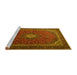 Sideview of Machine Washable Medallion Yellow Traditional Rug, wshtr1969yw