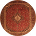 Square Medallion Orange Traditional Rug, tr1969org