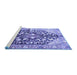 Sideview of Machine Washable Persian Blue Traditional Rug, wshtr196blu