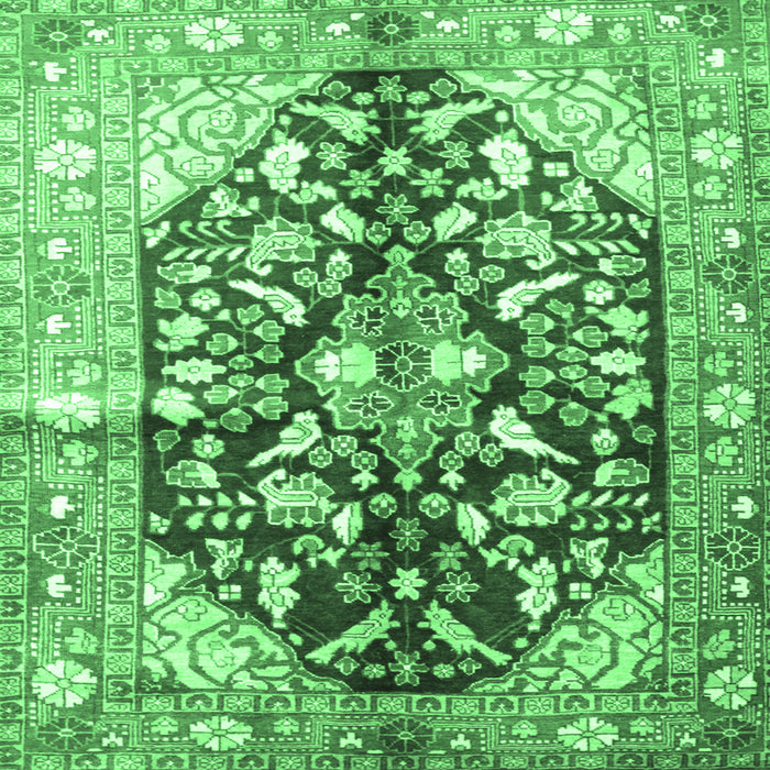 Square Machine Washable Persian Emerald Green Traditional Area Rugs, wshtr196emgrn