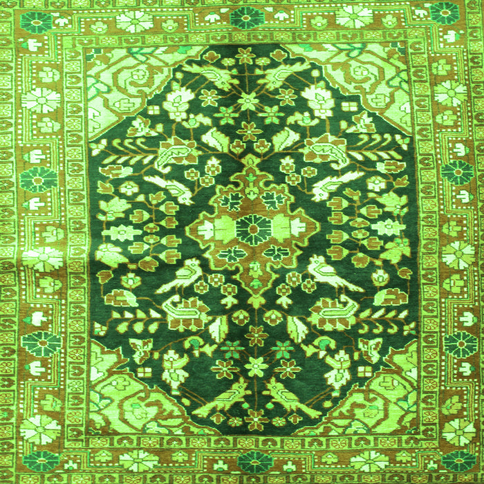 Round Machine Washable Persian Green Traditional Area Rugs, wshtr196grn