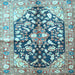 Square Machine Washable Persian Light Blue Traditional Rug, wshtr196lblu