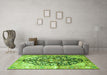 Machine Washable Persian Green Traditional Area Rugs in a Living Room,, wshtr196grn